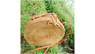 circle bag ata grass hand woven flower strap handmade